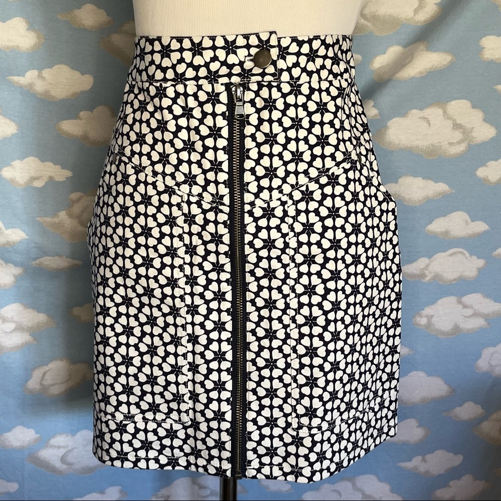 Rebecca Minkoff Marigold Mini Skirt Navy & White Geometric Floral Size 4